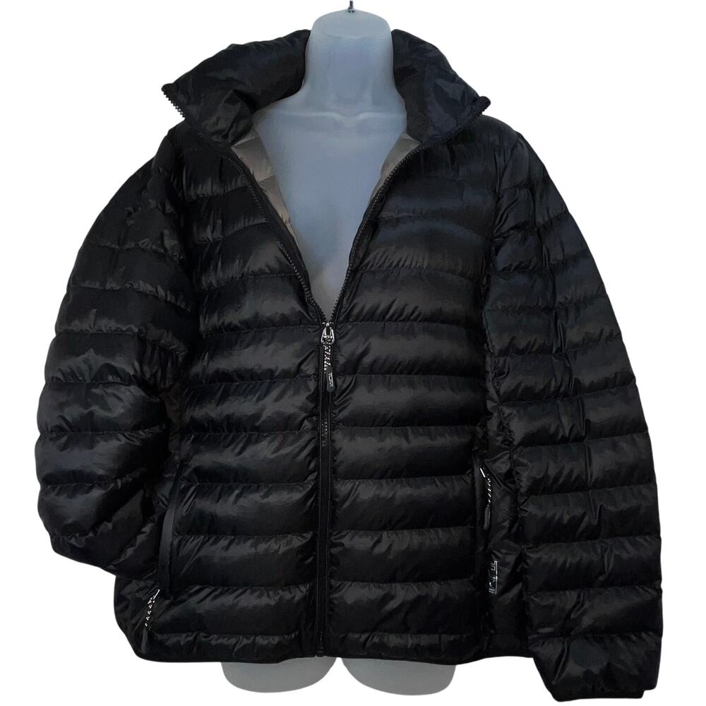 TUMI PAX 700 Down Fill Travel Jacket Packs Converts to Soft Neck Pillow Black XL